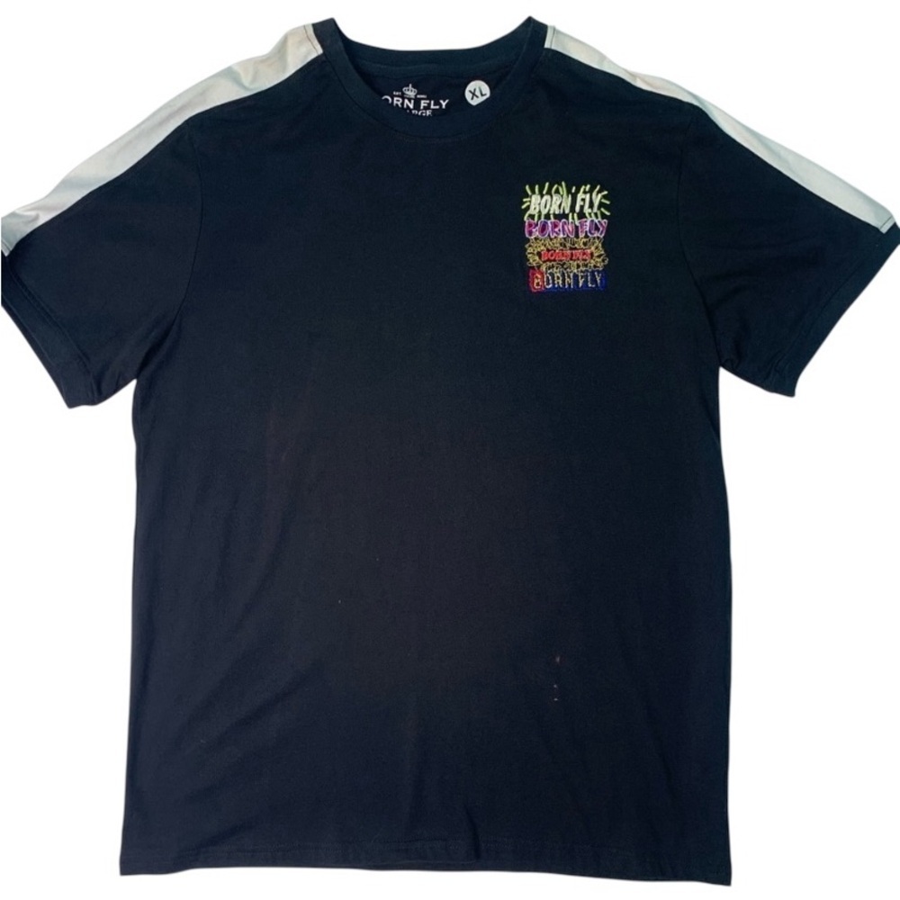 Black Graphic T-Shirt for Men born fly Sz Xl